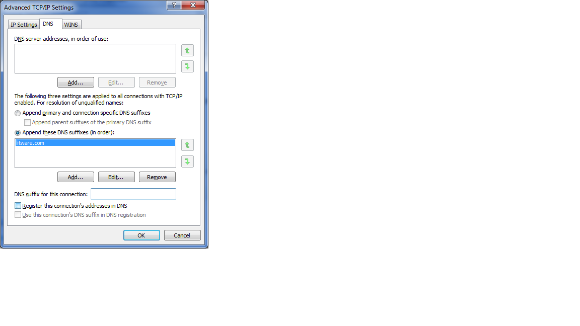 GUISuffix DNS Suffix Search List in the GUI