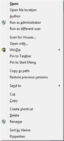 RunAsContext Vista Run As Context Menu