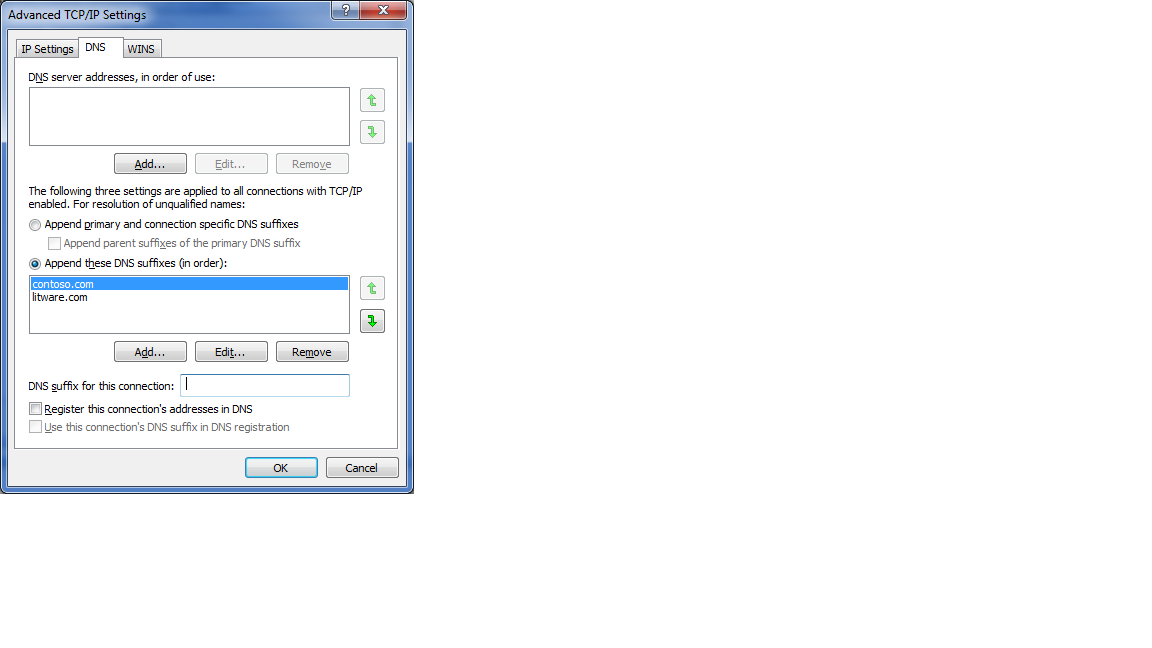 SuffixList2 DNS Suffix Search List