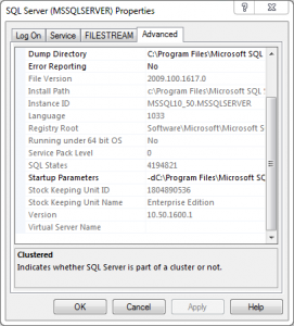 SQL Startup Parameters