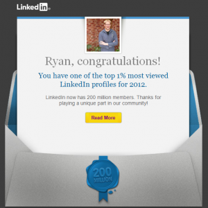 LinkedIn Top 1% most viewed profiles of 2012
