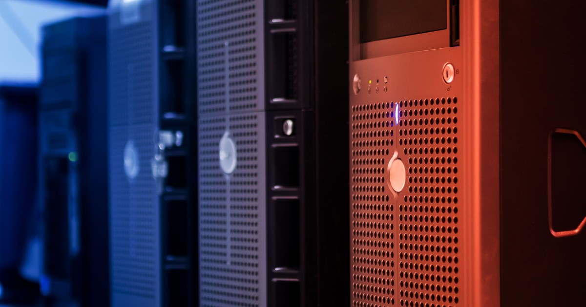 Data center server racks blue